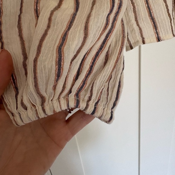 ULLA JOHNSON Liana Metallic Stripe Ruffle Balloon Blouse Sz 6 - Picture 7 of 11